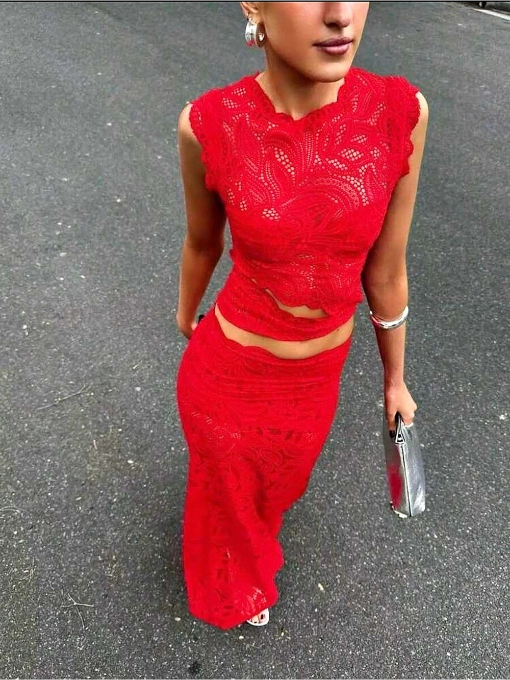 Red Lace Top